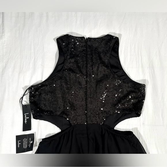 Lulus Life Illuminated Black Sequin Cutout Skater Dress Size L NWT Homecoming - Picture 12 of 13